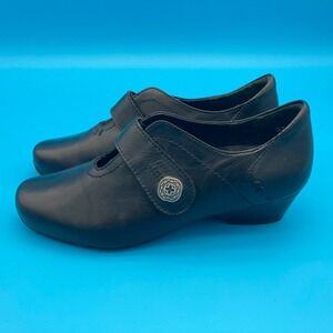 Ziera Black Leather Mary Jane Comfort Heels - Size 37 XW